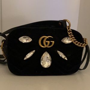 GUCCI - GG Marmont Shoulder Bag Crystal Embellish